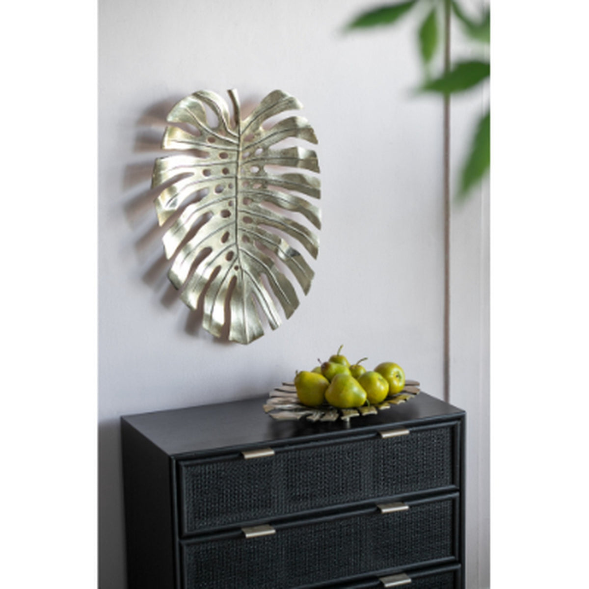 Gold aluminum monstera leaf wall decor