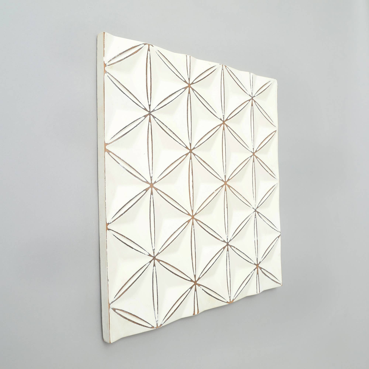 White geometric carved wall panel, 16 x 16 in, image 3 of 4