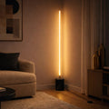Brass LED light bar floor lamp in a living room corner, image 1 of 4