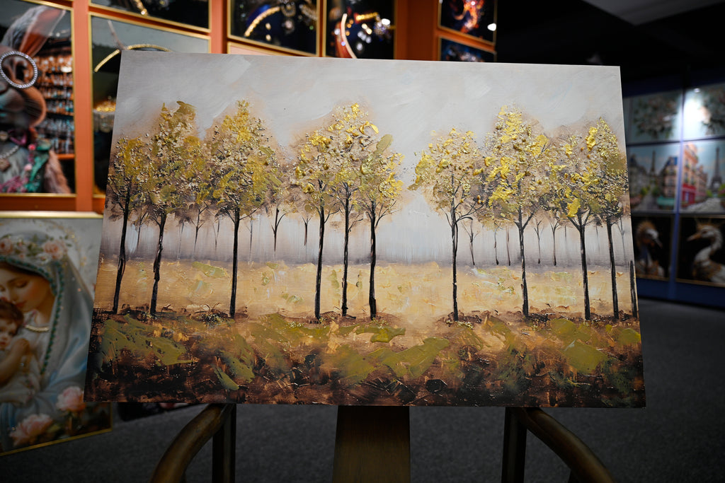 Golden tree grove textured canvas wall art, image 3 of 5