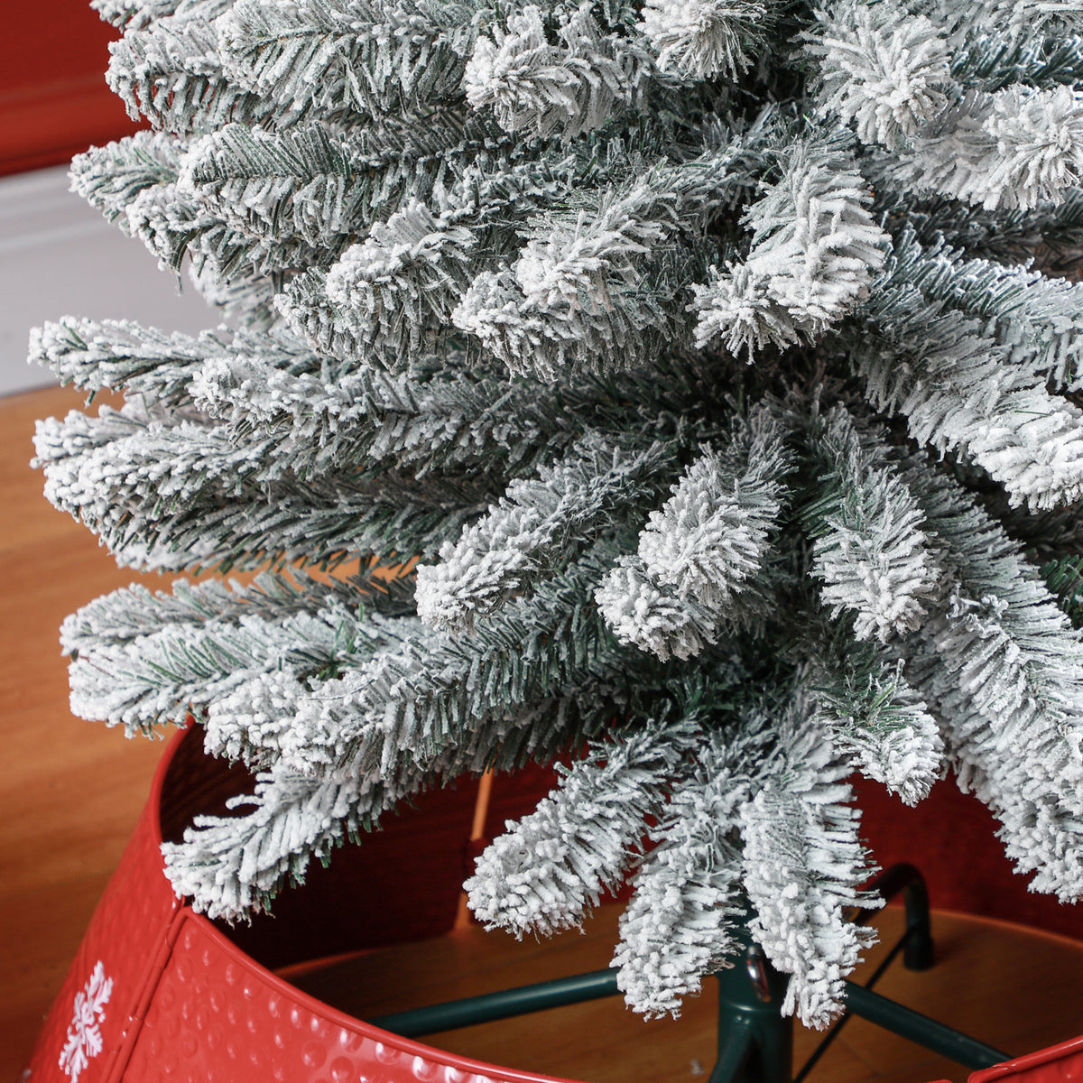 Snow-flocked slim pencil Christmas tree, 7 ft, image 3 of 4