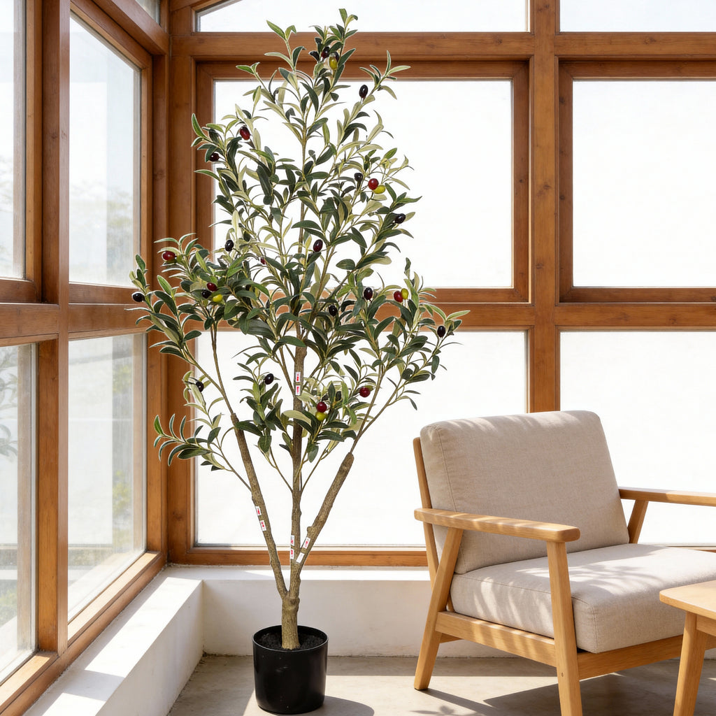 Artificial olive tree, 5 ft, pot and trunk