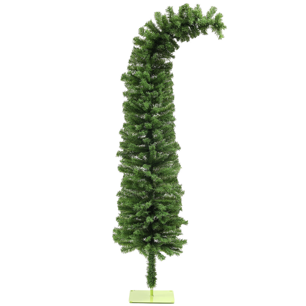 Whimsical green pencil Christmas tree with curled top, image 1 of 5