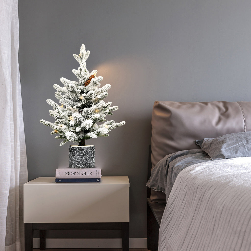 Flocked tabletop Christmas tree with pine cones in a pot, image 2 of 3