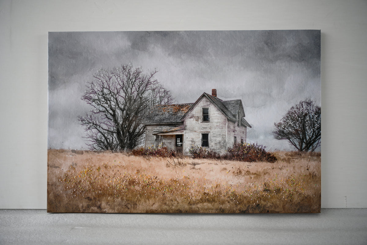 Farmhouse field landscape canvas art in a kitchen, image 3 of 3