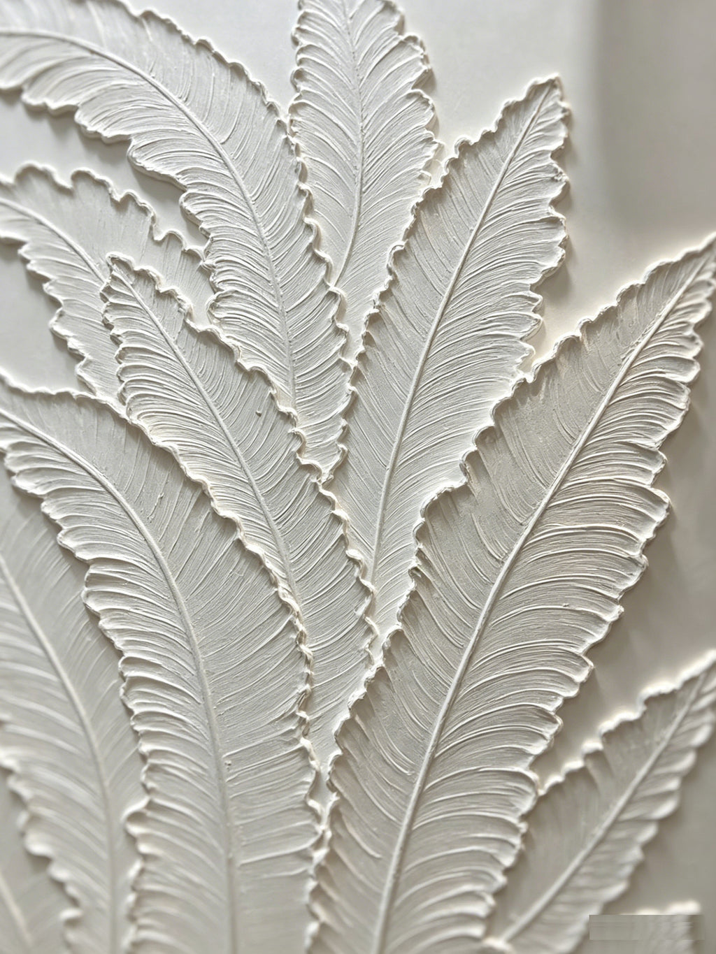 White textured leaf canvas wall art, framed, image 4 of 5