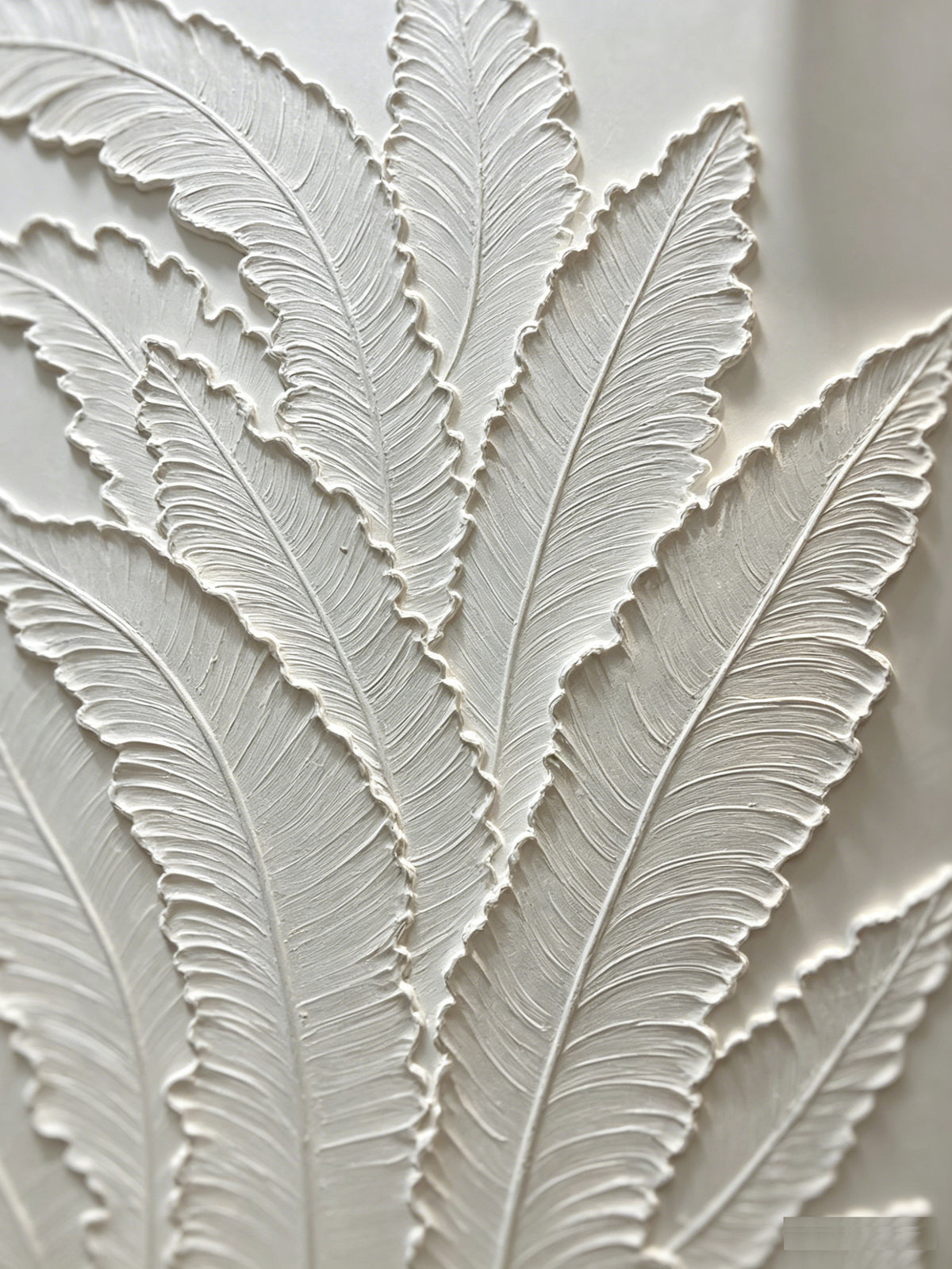 White textured leaf canvas wall art, framed, image 4 of 5