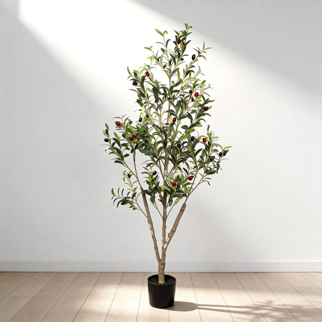 Artificial olive tree, 5 ft, in a black pot