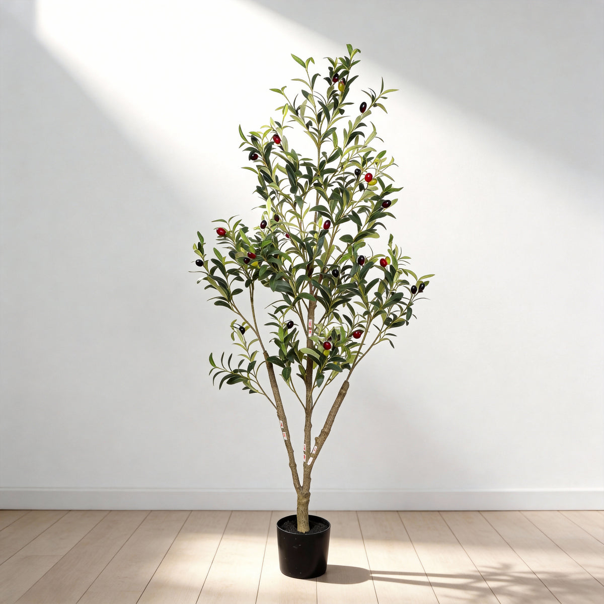 Artificial olive tree, 5 ft, in a black pot
