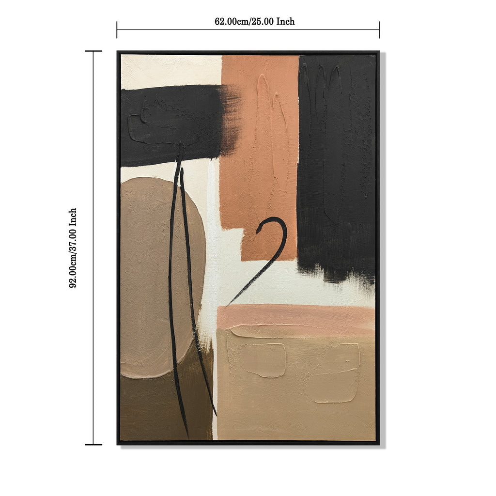 Set of 2 framed abstract canvas panels in black and terracotta, image 4 of 5