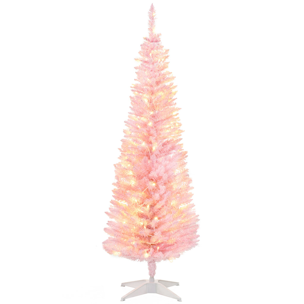 Pre-lit pink pencil Christmas tree, 5 ft, image 1 of 4