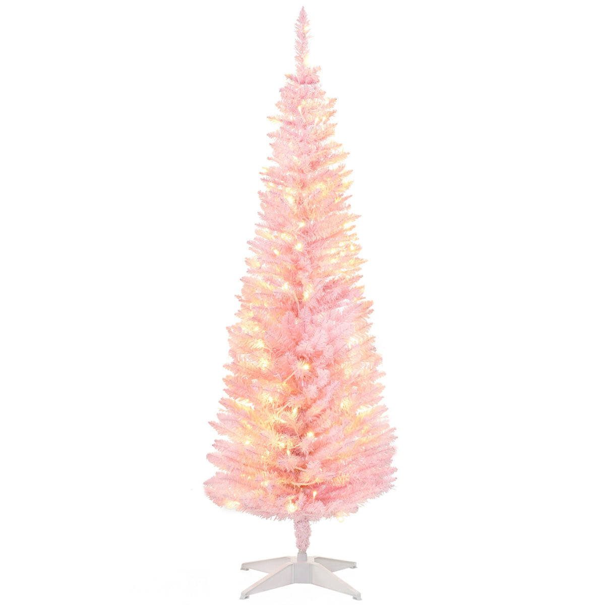Pre-lit pink pencil Christmas tree, 5 ft, image 1 of 4