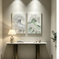 Set of 2 sage ocean wave textured canvas panels, image 1 of 5