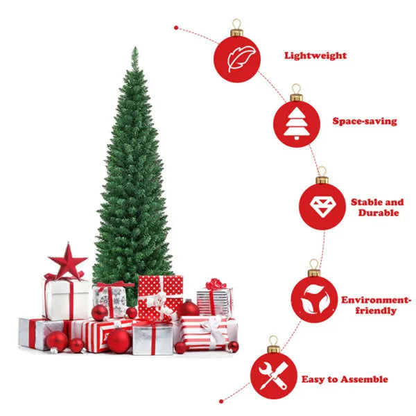 5 ft slim green pencil Christmas tree on a metal stand, image 4 of 4
