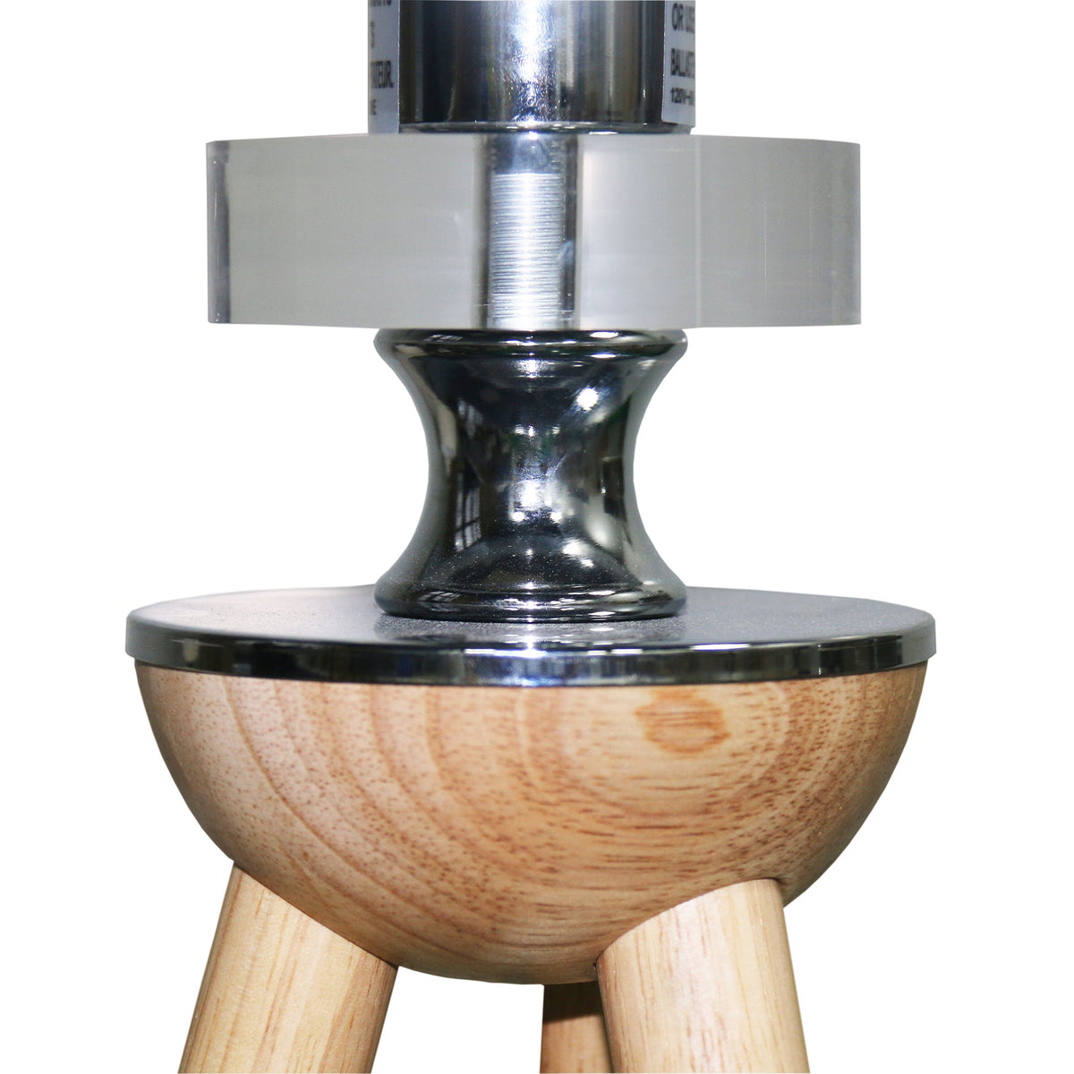 Wood tripod floor lamp with drum shade, image 5 of 5