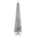 Snow-flocked slim pencil Christmas tree, 8 ft, image 1 of 4