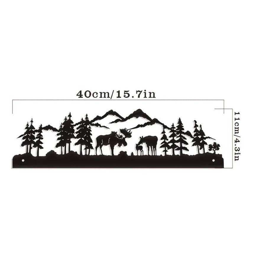 Black metal mountain and moose wall silhouette, image 5 of 5