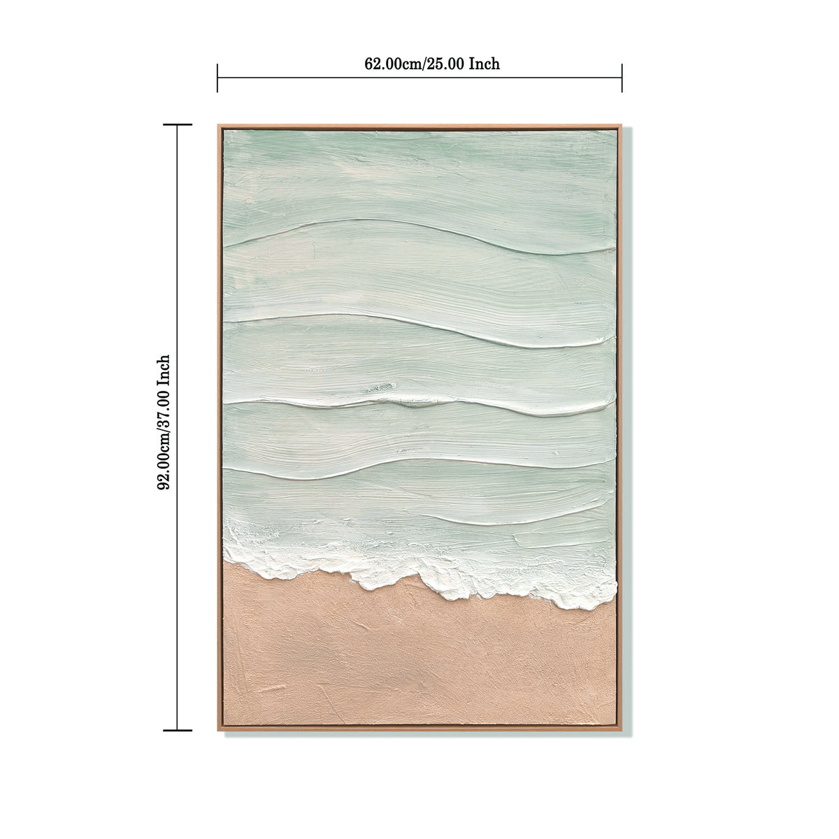 Textured coastal canvas art with mint sea and beige beach, image 5 of 5