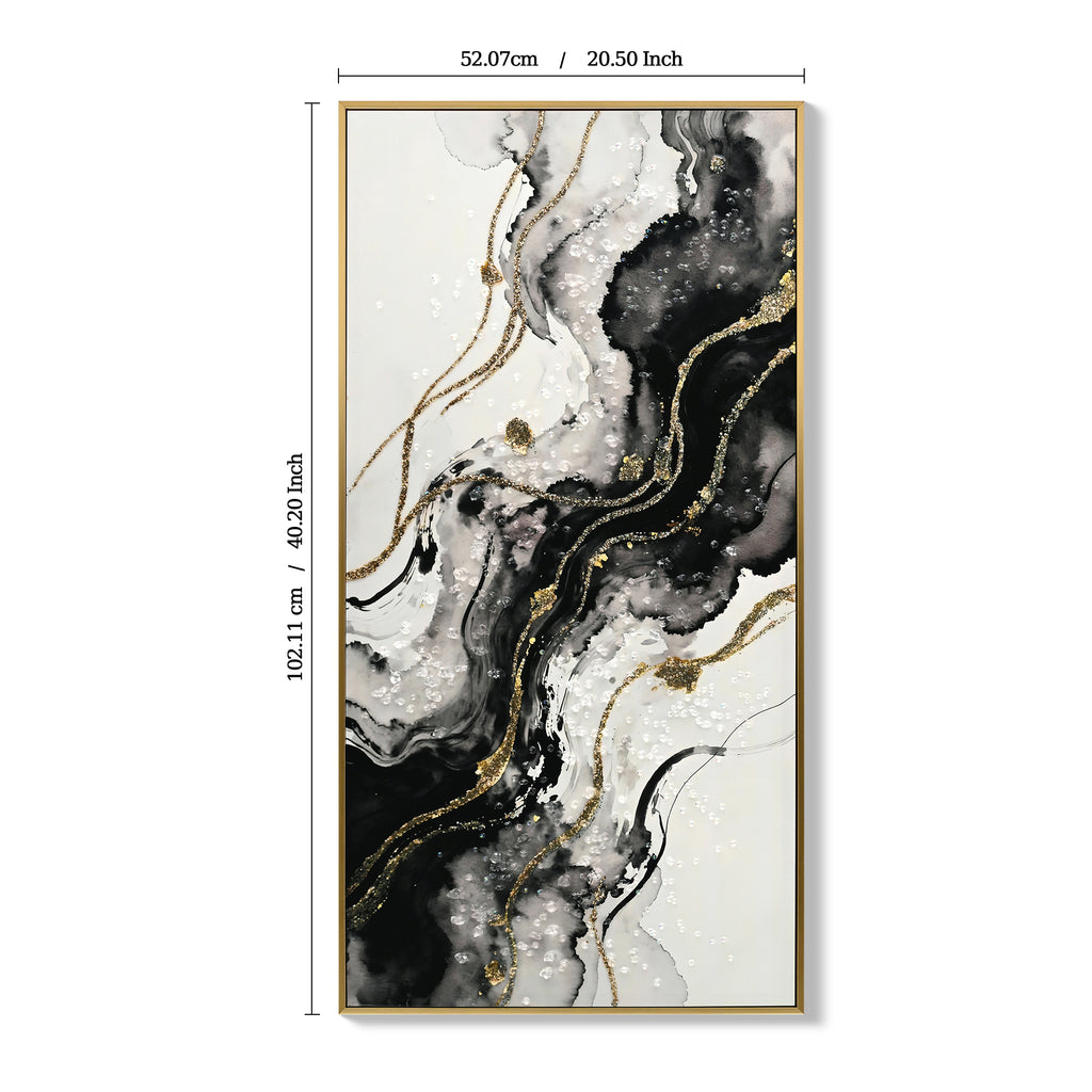 Black and gold abstract framed canvas set of two, image 4 of 4