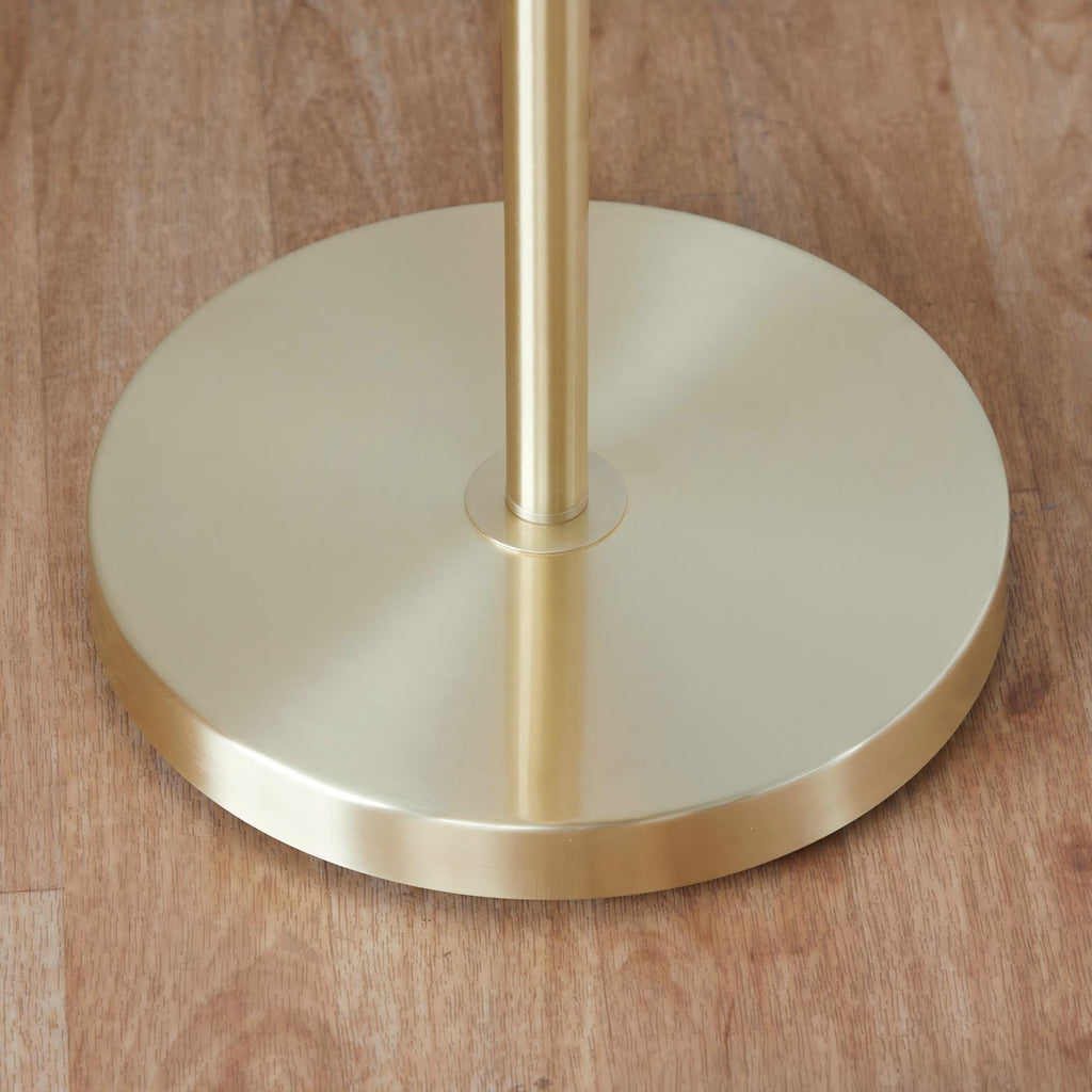 Gold floor lamp with tiered linen shade, image 5 of 6