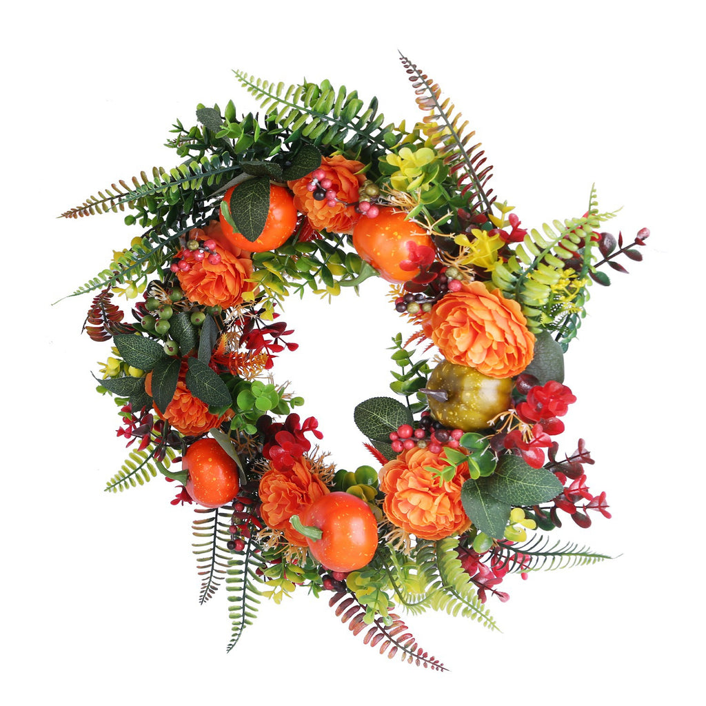 Autumn wreath with pumpkins, berries and leaves, image 2 of 4