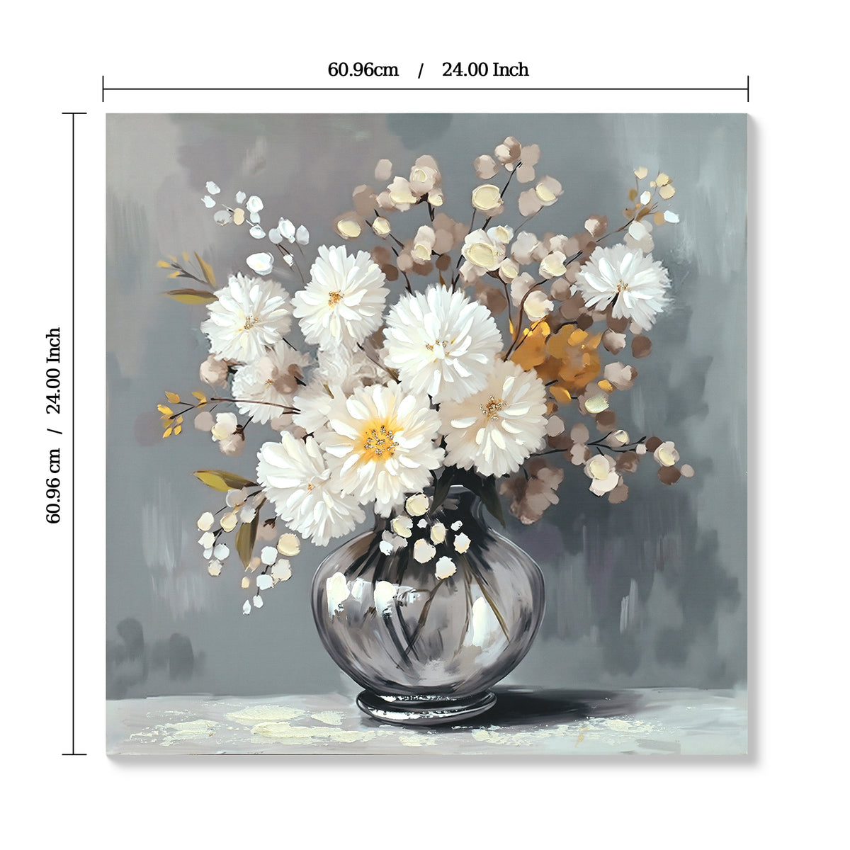 White flower bouquet still-life canvas wall art, image 5 of 5