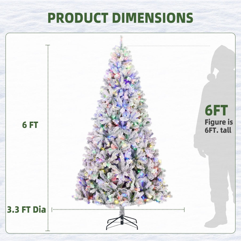 Pre-lit snow-flocked Christmas tree with multicolor lights, image 3 of 4