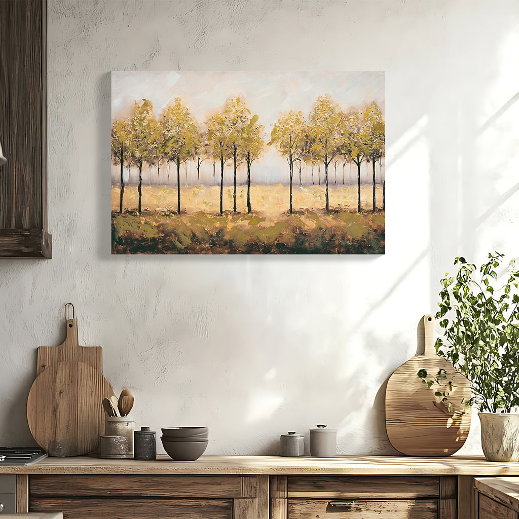 Golden tree grove textured canvas wall art, image 1 of 5