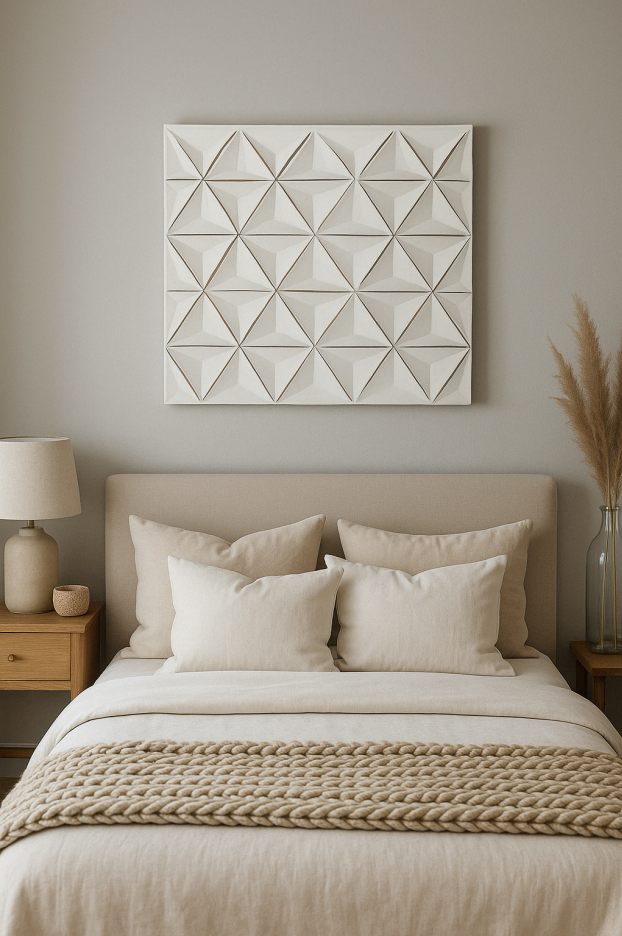 White geometric carved wall panel, 16 x 16 in, image 2 of 4