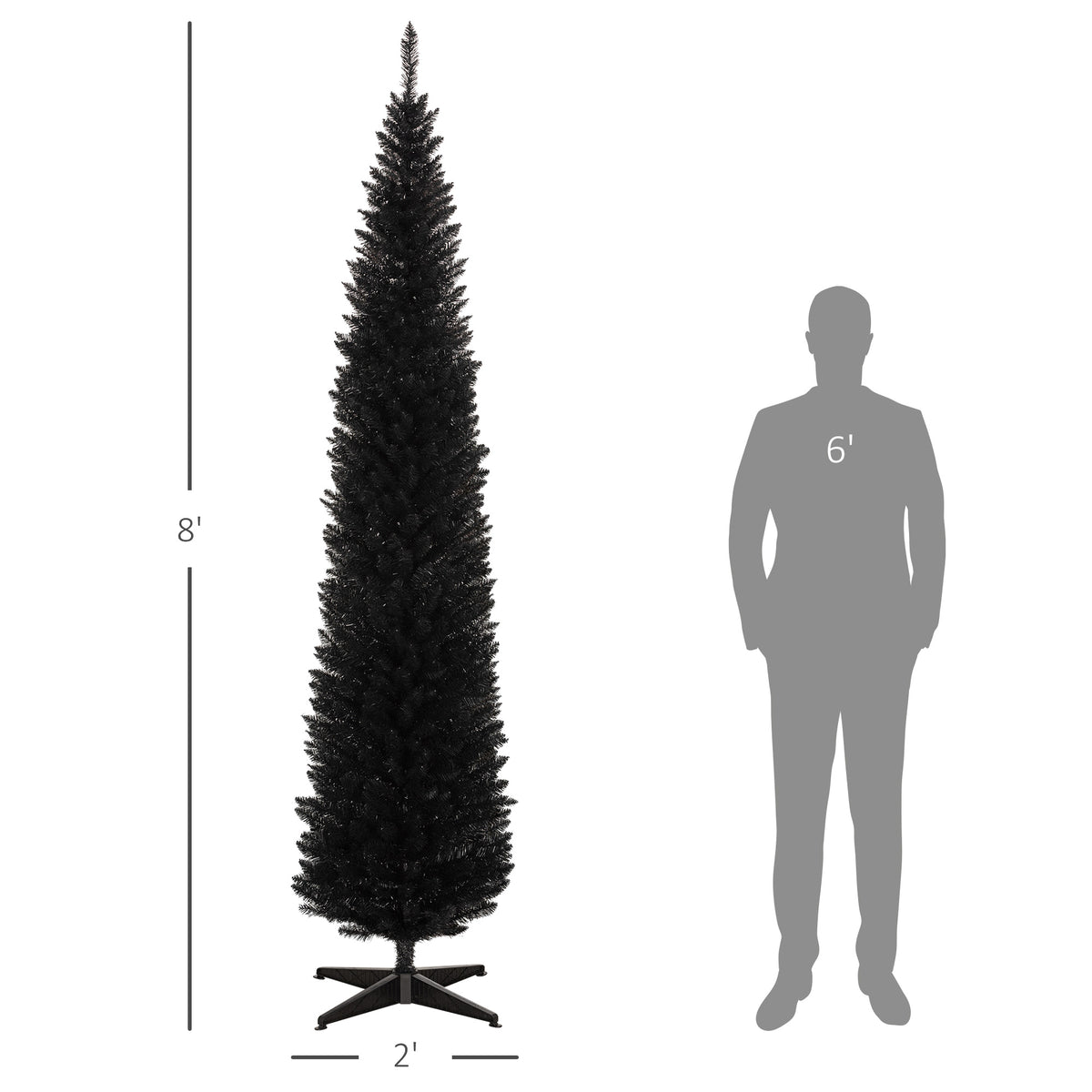Slim black pencil Christmas tree, 8 ft, image 4 of 4