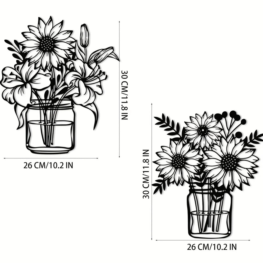 Black metal sunflower jar wall art, image 6 of 6