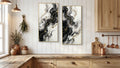 Black and gold abstract framed canvas set of two, image 1 of 4