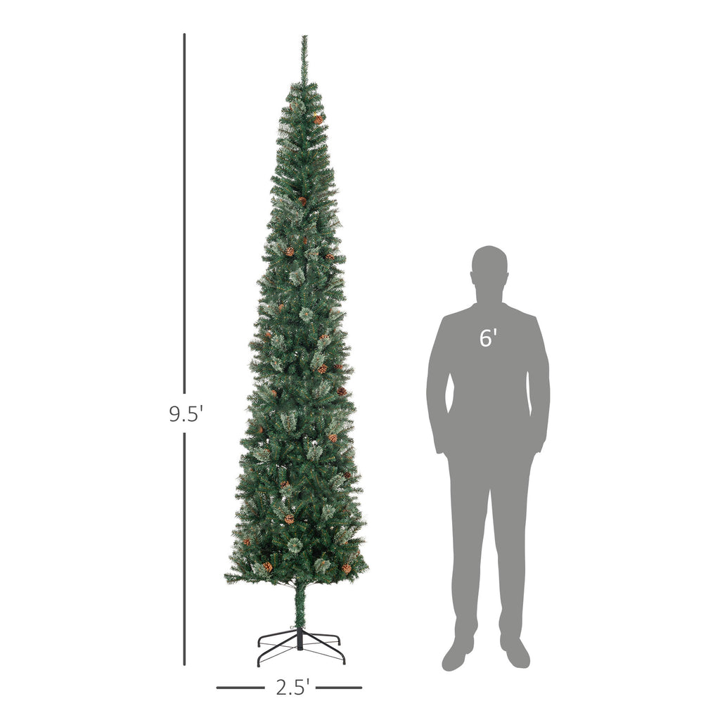Slim green pencil Christmas tree with pine cones, 9.5 ft, image 5 of 5