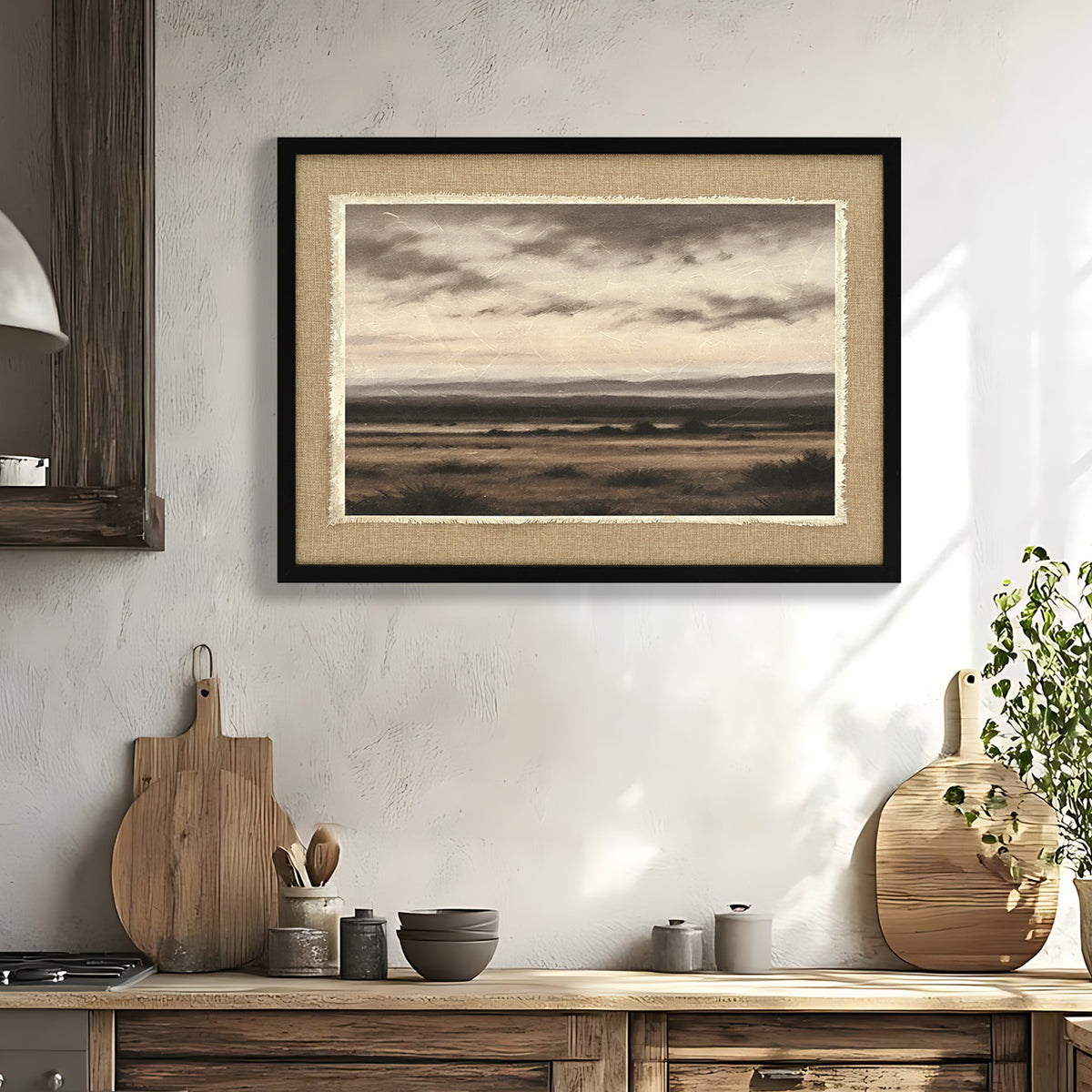 Vintage grassland landscape framed wall art, image 1 of 5