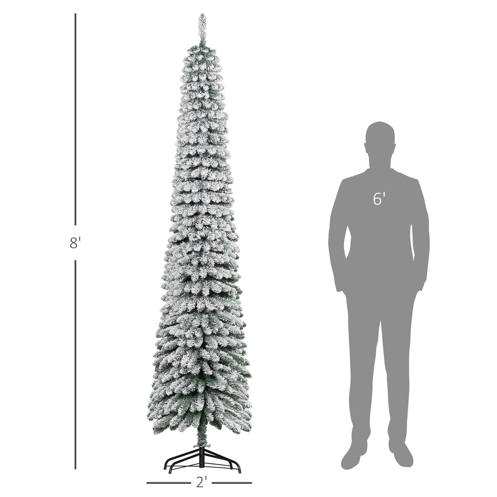 Snow-flocked slim pencil Christmas tree, 8 ft, image 4 of 4