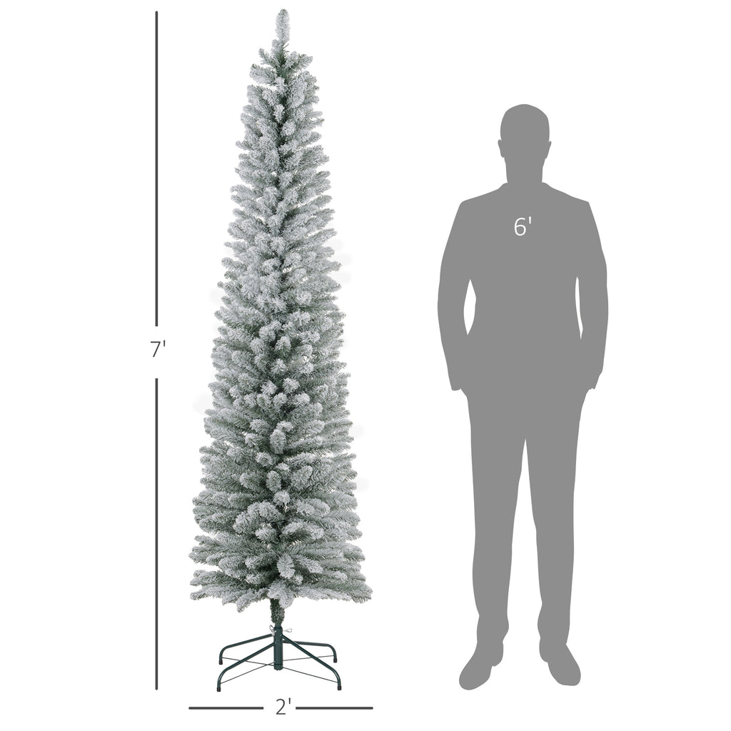 Snow-flocked slim pencil Christmas tree, 7 ft, image 4 of 4