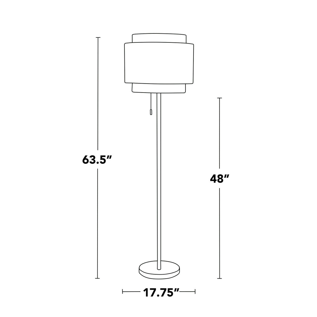 Gold floor lamp with tiered linen shade, image 6 of 6