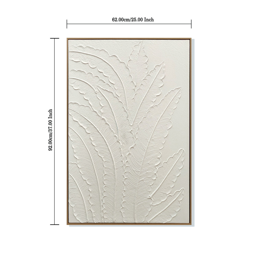 White textured leaf canvas wall art, framed, image 5 of 5