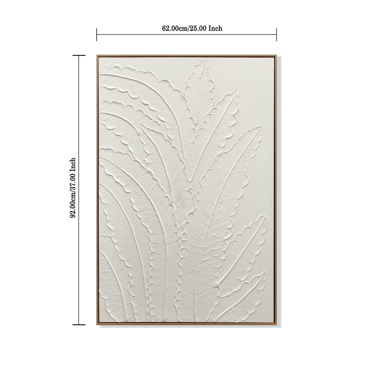 White textured leaf canvas wall art, framed, image 5 of 5