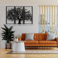 Three-panel Tree of Life metal wall art in black