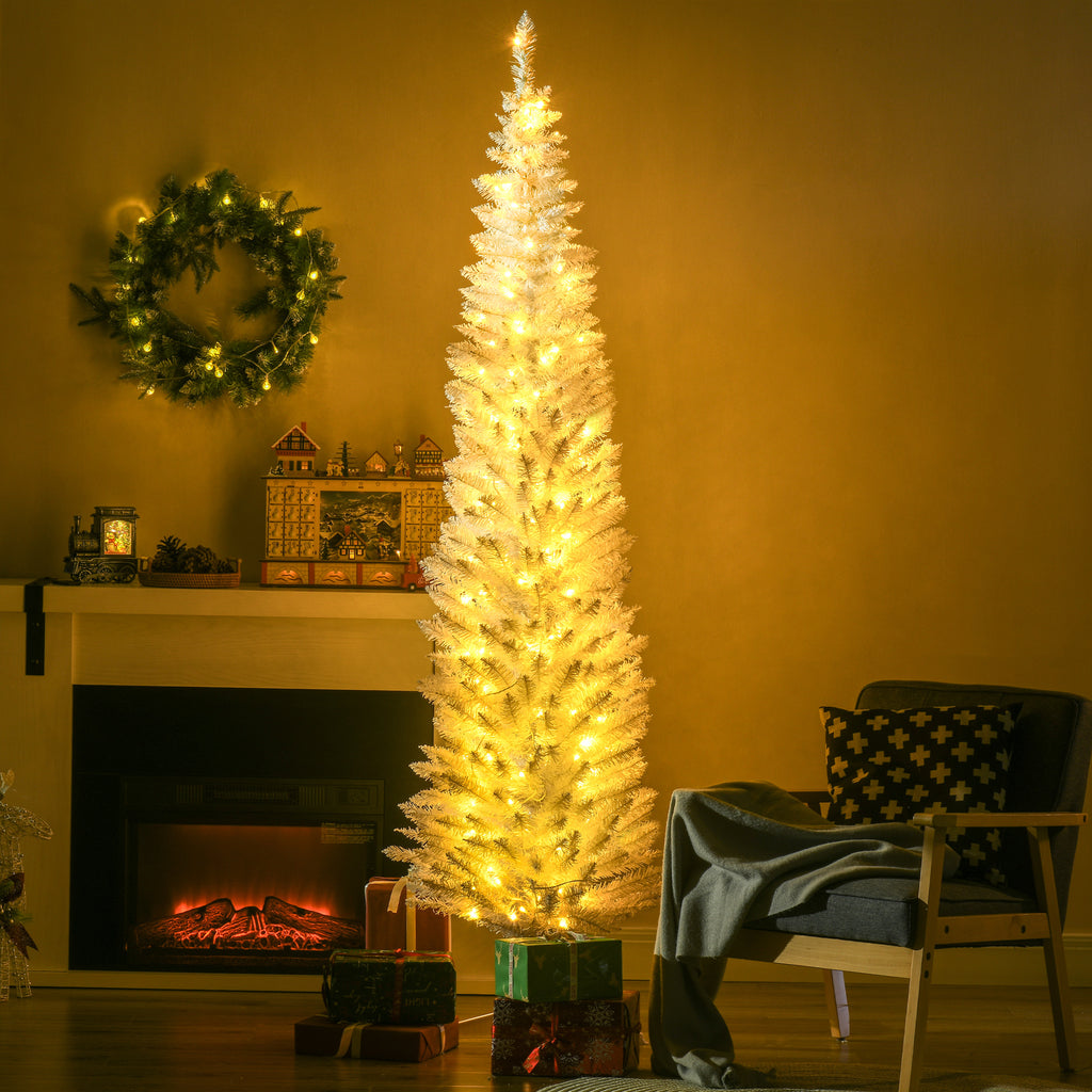 Pre-lit white pencil Christmas tree, 7 ft, image 2 of 3