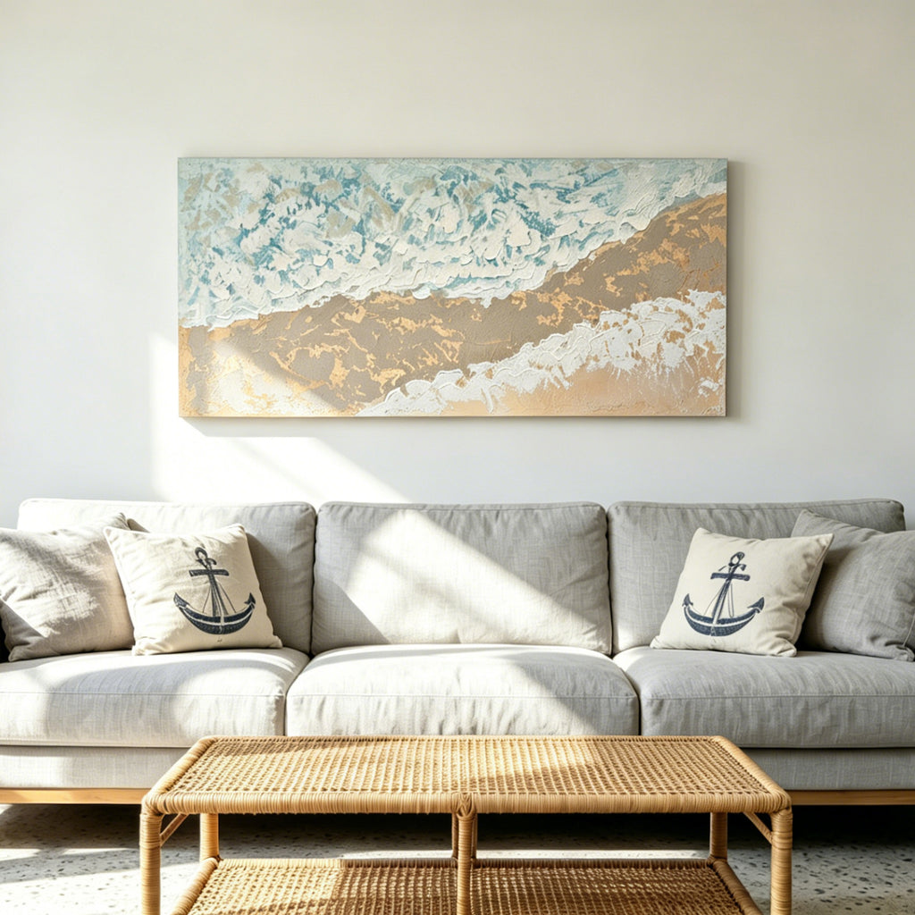 Textured beach canvas wall art, 24 x 48 in, image 2 of 5