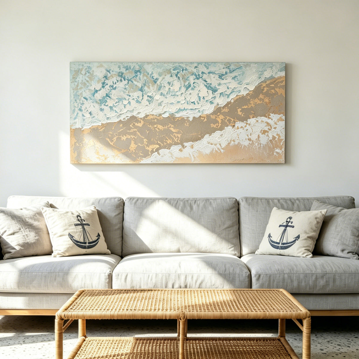 Textured beach canvas wall art, 24 x 48 in, image 2 of 5