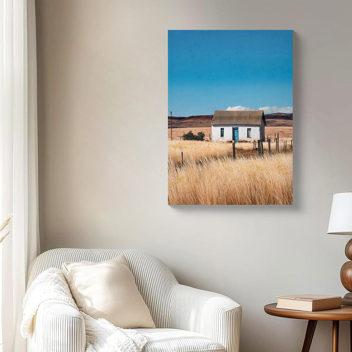 White cottage farmhouse canvas wall art, image 2 of 4