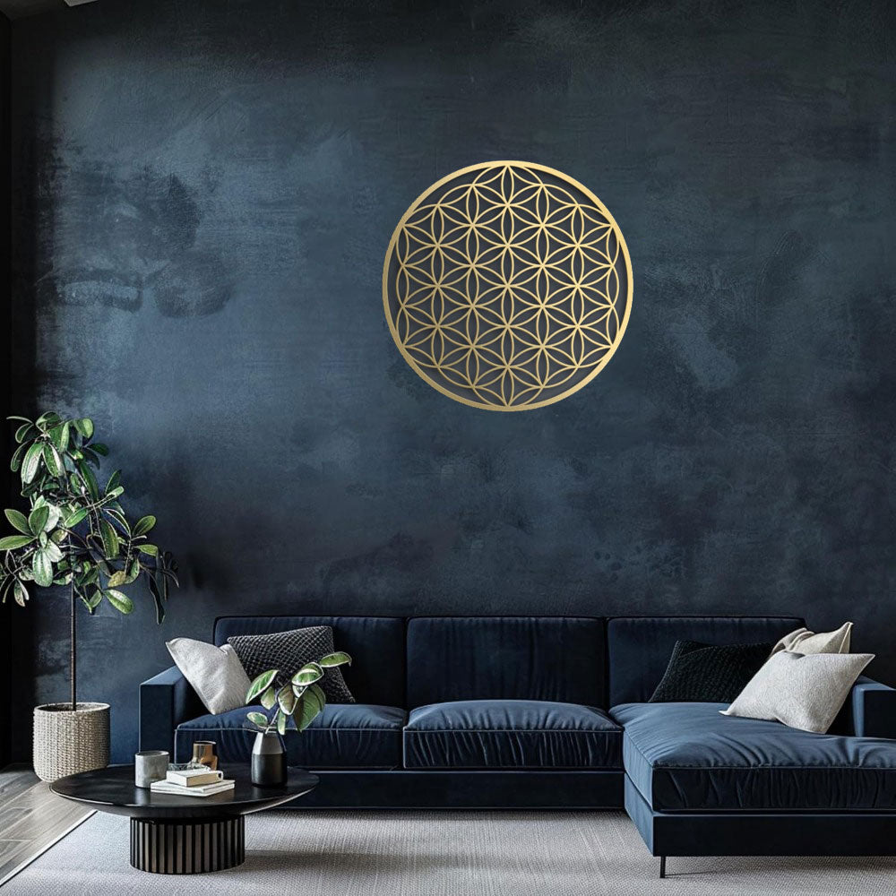 Gold Flower of Life metal wall art, image 1 of 6