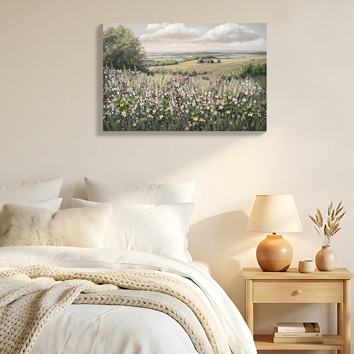 Wildflower meadow framed canvas wall art, image 2 of 4