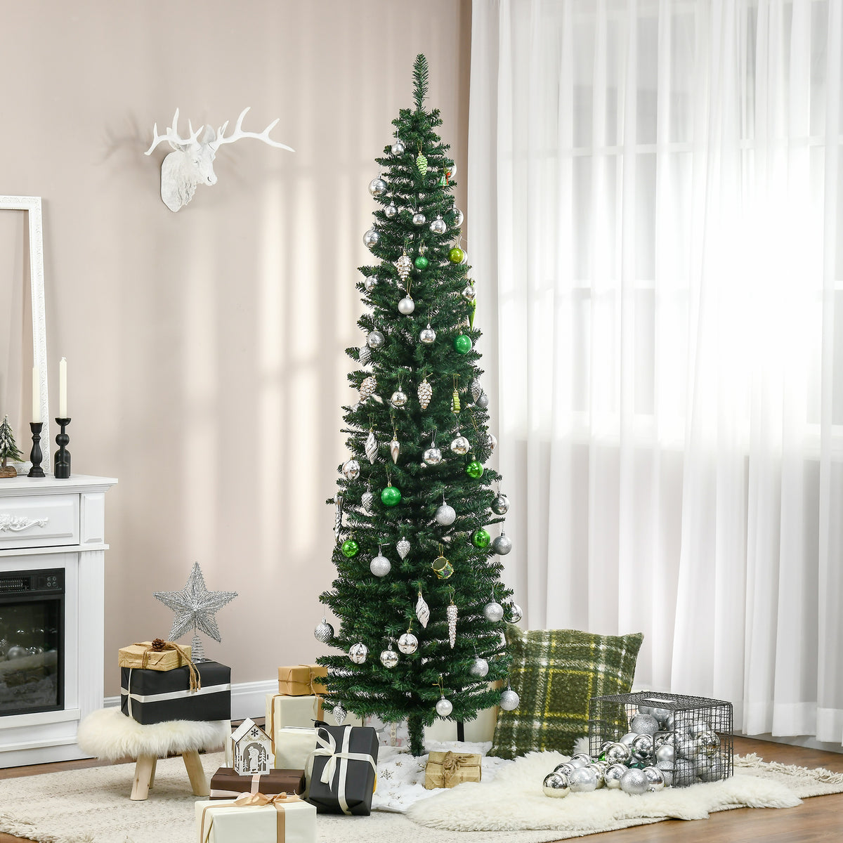 Slim green pencil Christmas tree, 7 ft, image 2 of 4