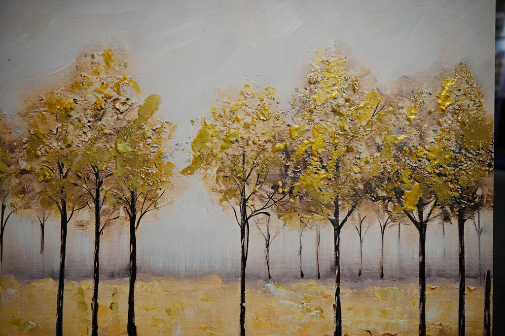 Golden tree grove textured canvas wall art, image 4 of 5