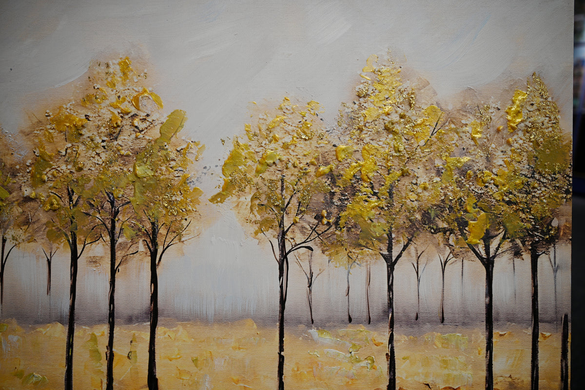 Golden tree grove textured canvas wall art, image 4 of 5