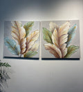 Set of 2 textured leaf canvas panels, image 1 of 5